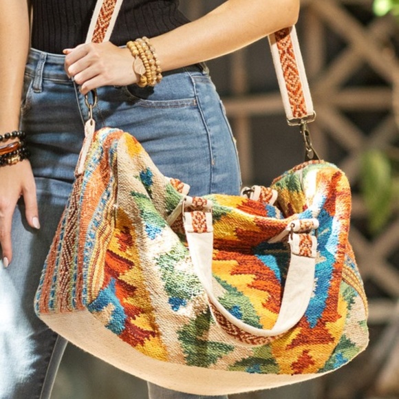 SOLD OUT Colorful Carmel Western Ethnic Handmade Navajo Pattern Large Travel - Picture 2 of 8